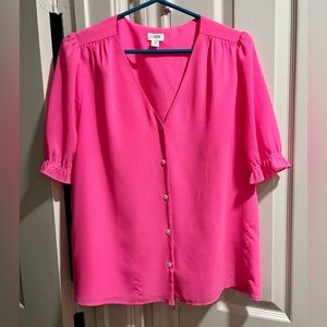 🎉 *3 for $25* JCrew Puff Sleeve Button Down Blouse - Pink - Size M